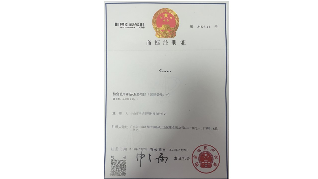 LECVO 核定使用商品/服务项目(国际分类:9)