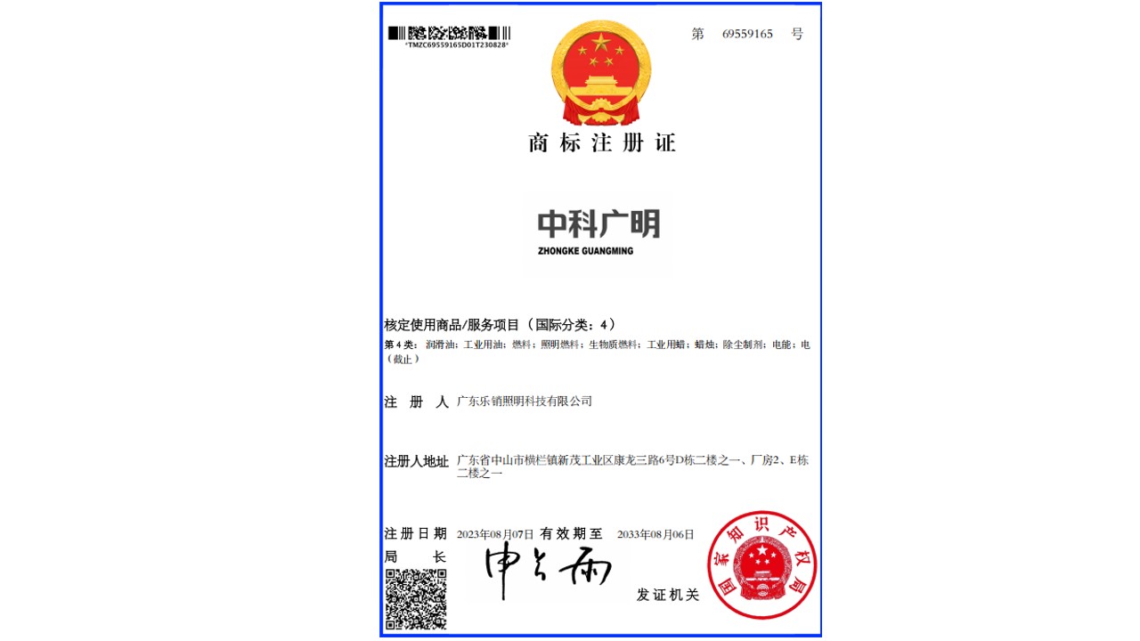 核定使用商品/服务项目(国际分类:4)